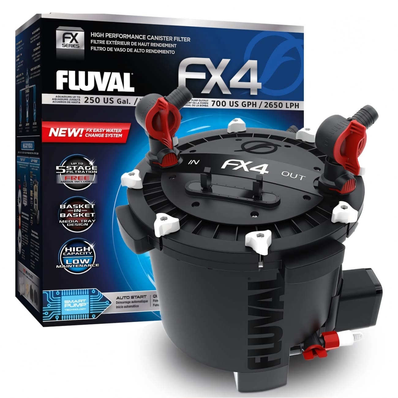 Filtro Canister Fluval FX4, 2,650 lph, hasta 1,000 lt. Hagen